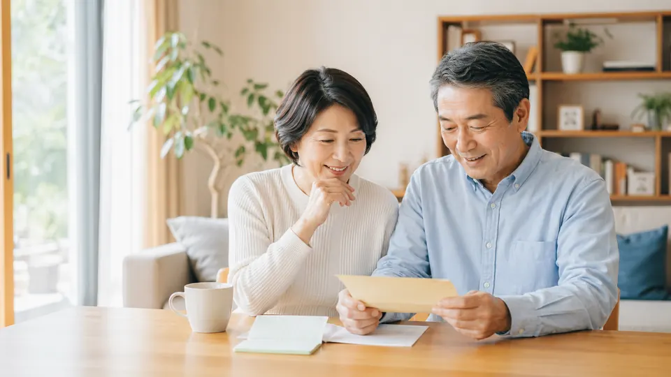 自宅で資金計画を確認する夫婦